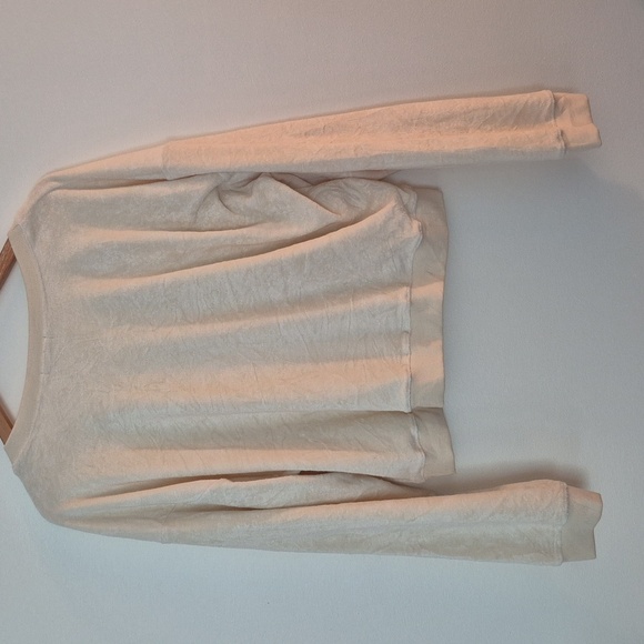 Beyond Yoga Long-Sleeve Tropez Pullover Pale Butter Yellow Terry Cloth V Neck - Picture 5 of 7